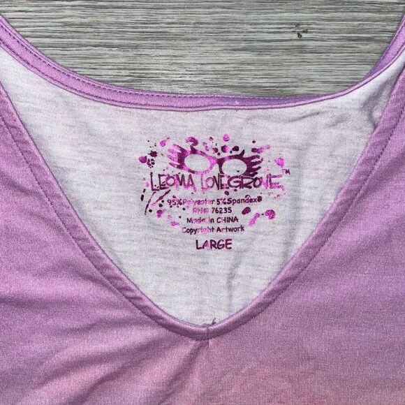 Leoma Lovegrove Top Women’s Large Colorful Asymmetrical Beach Art Short Sleeve - Picture 3 of 7